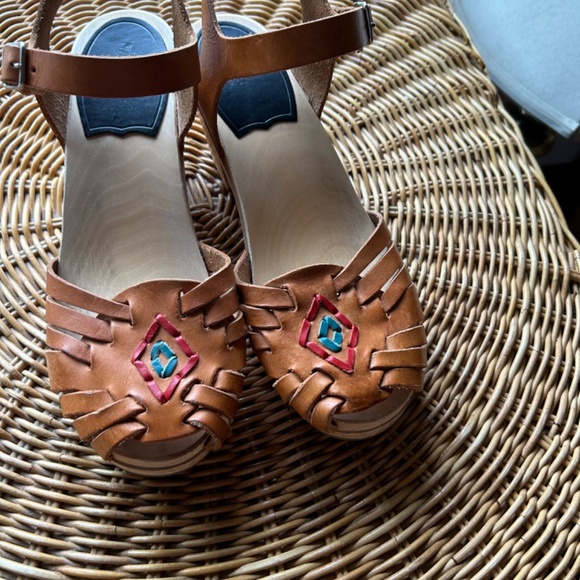 Swedish Hasbeens brown Huarache style sandals sz 37 - Picture 2 of 3